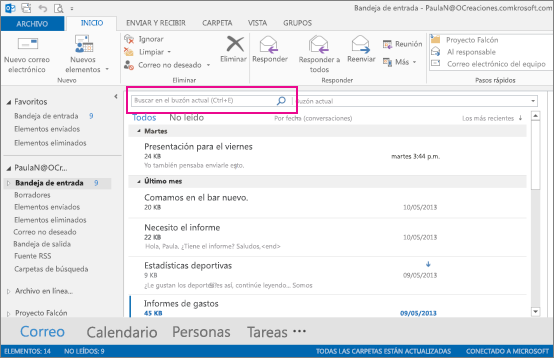Encuentra en Microsoft Office Outlook rápidamente tus resultados de búsqueda - México