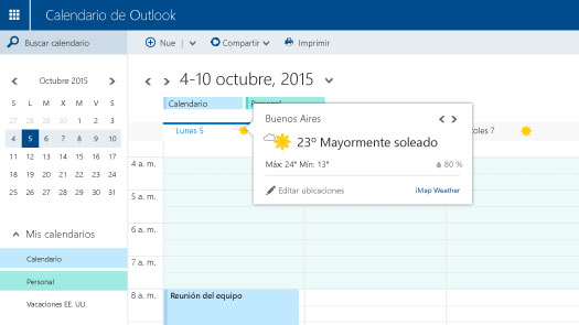 Microsoft Office Outlook predice ágilmente el clima de tu región - México